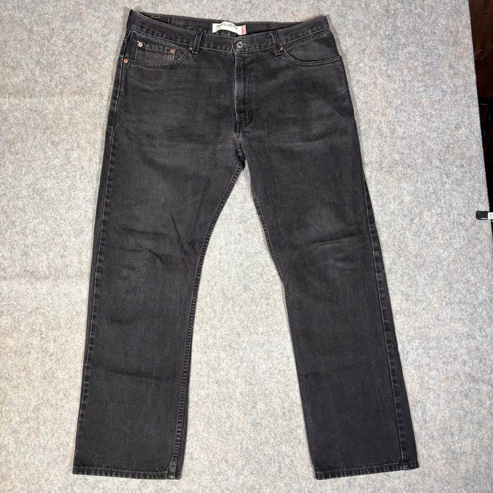 Levi's 505 Regular Fit Jeans Mens 38x32 Black Straight Leg Denim Y2K Vintage